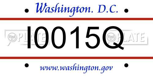 I0015Q District Of Columbia License Plate