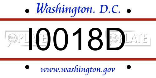 I0018D District Of Columbia License Plate