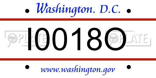 I0018O District Of Columbia License Plate