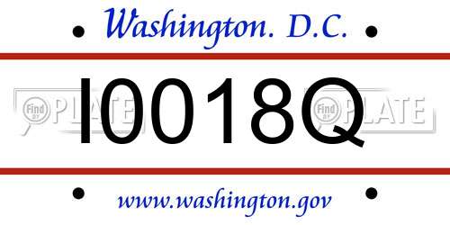 I0018Q District Of Columbia License Plate