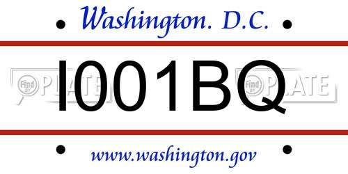 I001BQ District Of Columbia License Plate