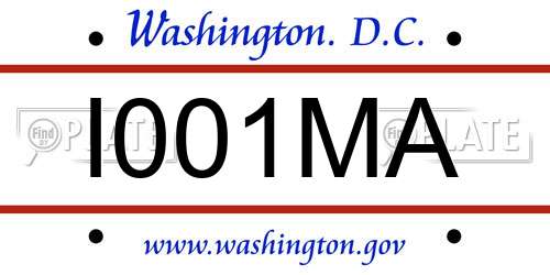 I001MA District Of Columbia License Plate