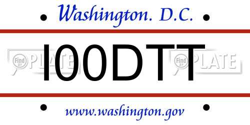 I00DTT District Of Columbia License Plate