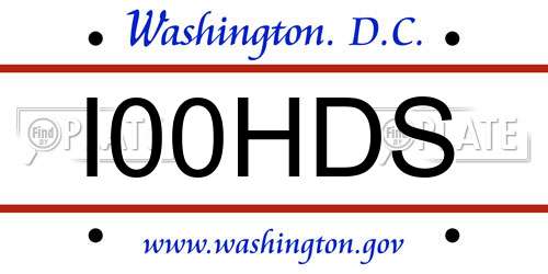 I00HDS District Of Columbia License Plate