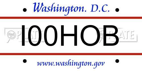 I00HOB District Of Columbia License Plate