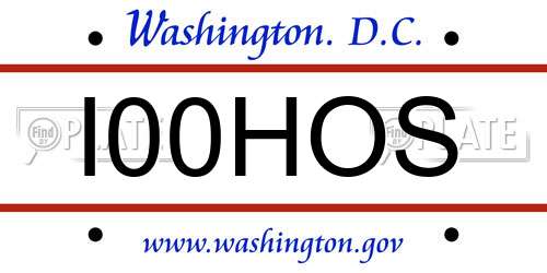 I00HOS District Of Columbia License Plate