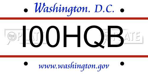 I00HQB District Of Columbia License Plate