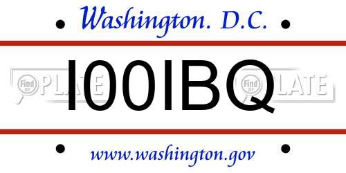 I00IBQ District Of Columbia License Plate