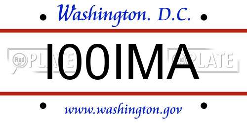 I00IMA District Of Columbia License Plate