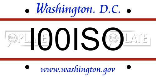 I00ISO District Of Columbia License Plate