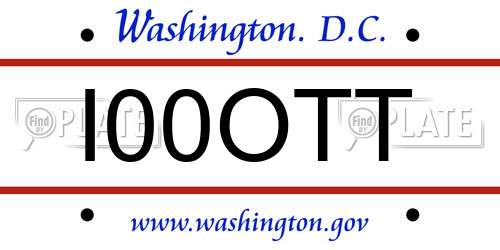 I00OTT District Of Columbia License Plate