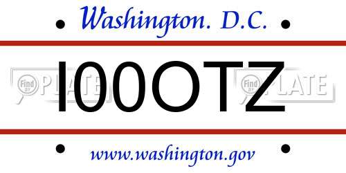 I00OTZ District Of Columbia License Plate