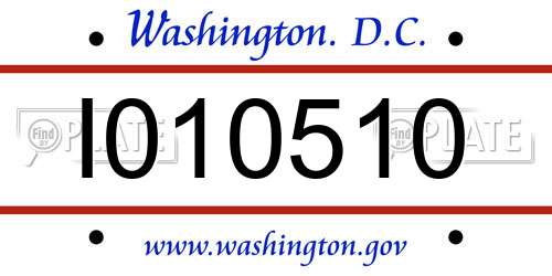 I010510 District Of Columbia License Plate
