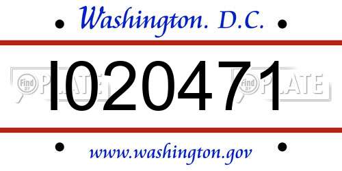I020471 District Of Columbia License Plate