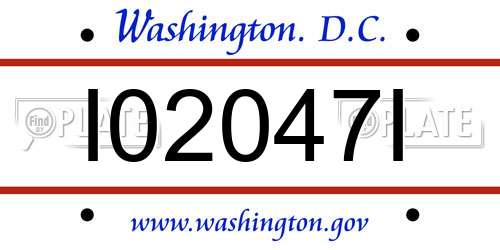I02047I District Of Columbia License Plate
