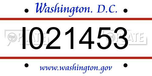 I021453 District Of Columbia License Plate