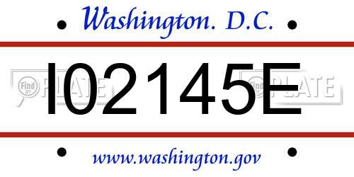 I02145E District Of Columbia License Plate