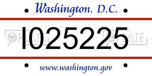 I025225 District Of Columbia License Plate