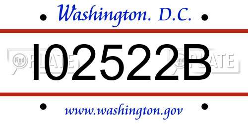 I02522B District Of Columbia License Plate