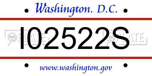 I02522S District Of Columbia License Plate