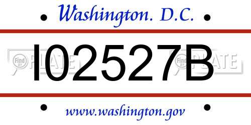 I02527B District Of Columbia License Plate