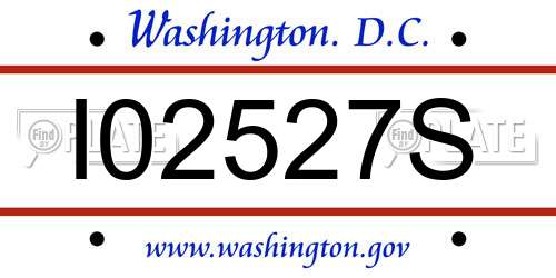 I02527S District Of Columbia License Plate