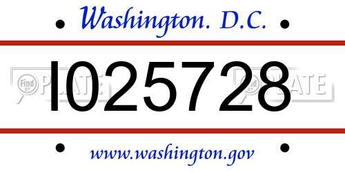 I025728 District Of Columbia License Plate
