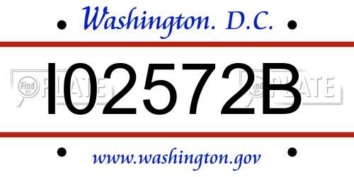 I02572B District Of Columbia License Plate
