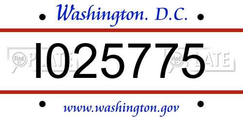 I025775 District Of Columbia License Plate