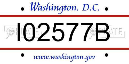 I02577B District Of Columbia License Plate