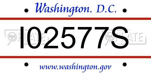 I02577S District Of Columbia License Plate