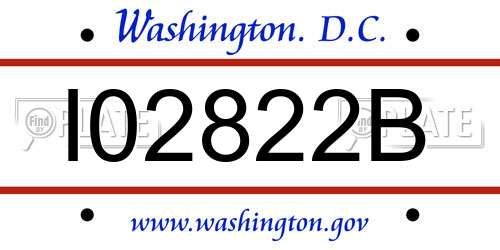 I02822B District Of Columbia License Plate