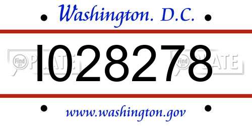 I028278 District Of Columbia License Plate