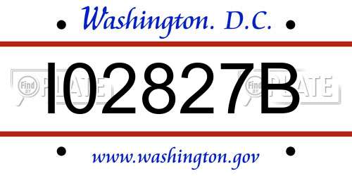 I02827B District Of Columbia License Plate