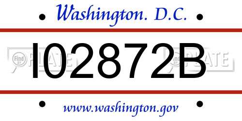 I02872B District Of Columbia License Plate