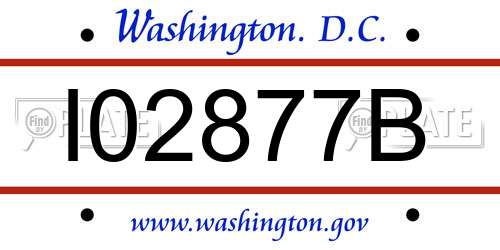 I02877B District Of Columbia License Plate