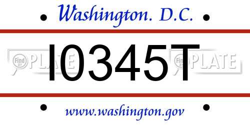 I0345T District Of Columbia License Plate