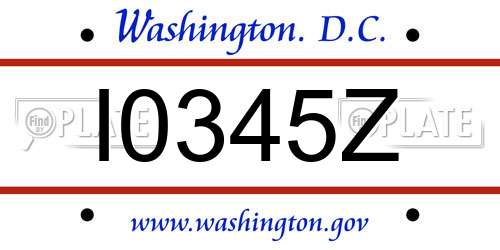 I0345Z District Of Columbia License Plate