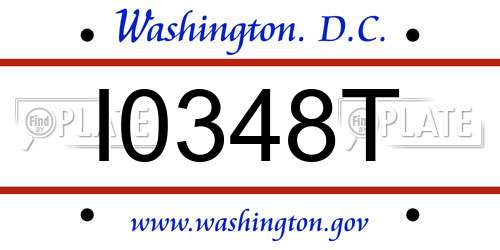 I0348T District Of Columbia License Plate