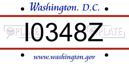 I0348Z District Of Columbia License Plate