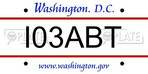 I03ABT District Of Columbia License Plate