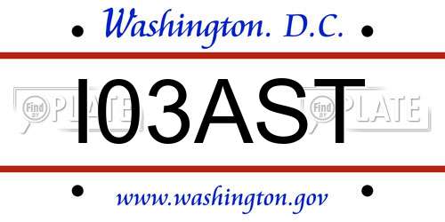 I03AST District Of Columbia License Plate