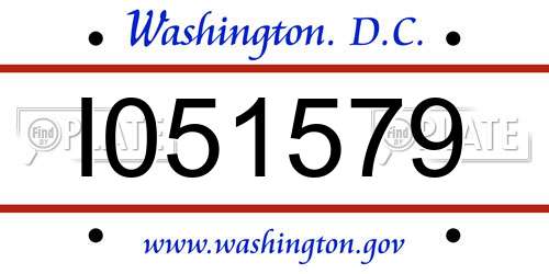 I051579 District Of Columbia License Plate