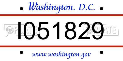 I051829 District Of Columbia License Plate