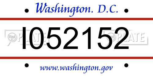 I052152 District Of Columbia License Plate