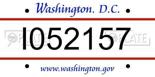 I052157 District Of Columbia License Plate