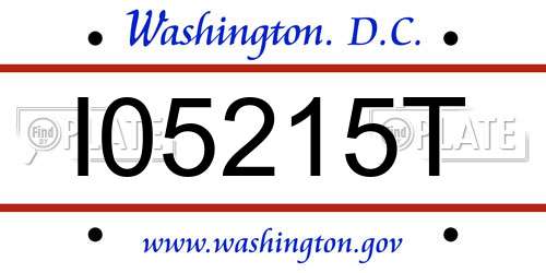 I05215T District Of Columbia License Plate