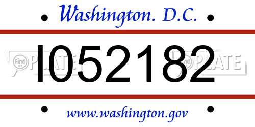 I052182 District Of Columbia License Plate