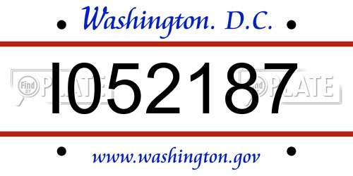 I052187 District Of Columbia License Plate