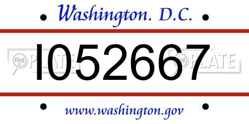 I052667 District Of Columbia License Plate